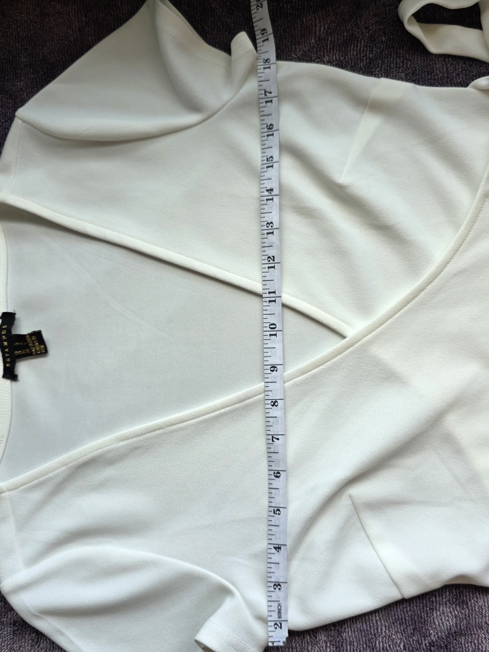 Revamped Ivory Faux Wrap Midi Dress | XL | Short Sleeve Tie Waist - Picture 5 of 10